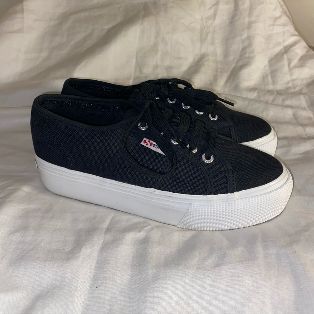 Superga 2790 Platform Black Sneakers Women’s 7.5 Like New